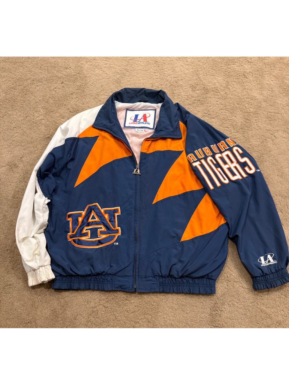 Vtg 90s Logo Athletic Auburn Tigers Shark Tooth Windbreaker Jacket Full Zip L